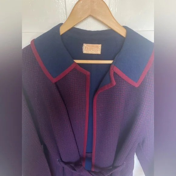 VTG Pendleton virgin wool wrap coat, large - Picture 11 of 14